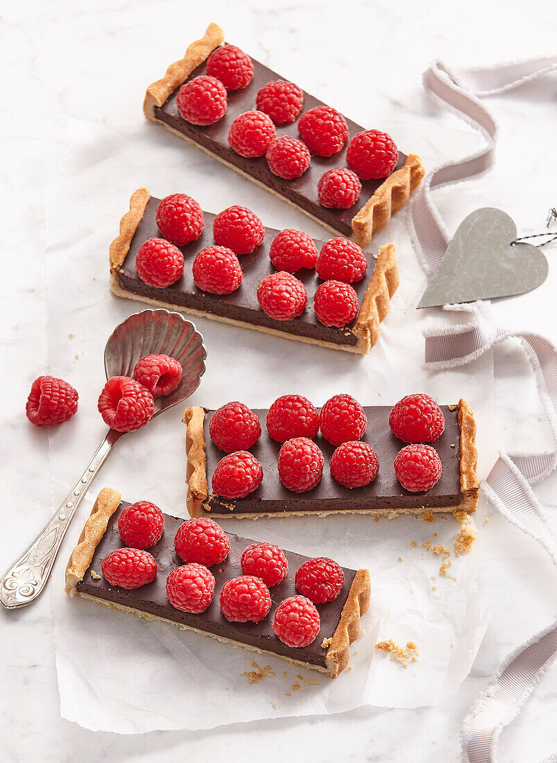 Chocolate and raspberry pies