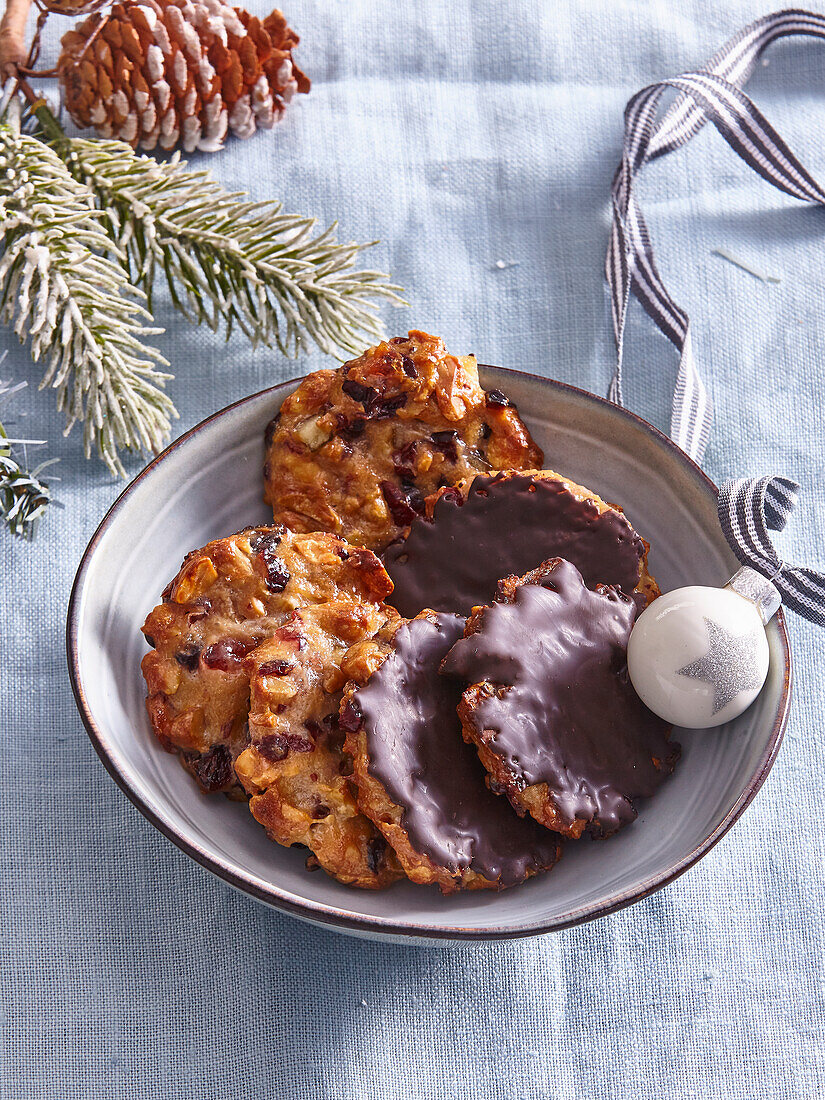 Cranberry chocolate cookies with nuts