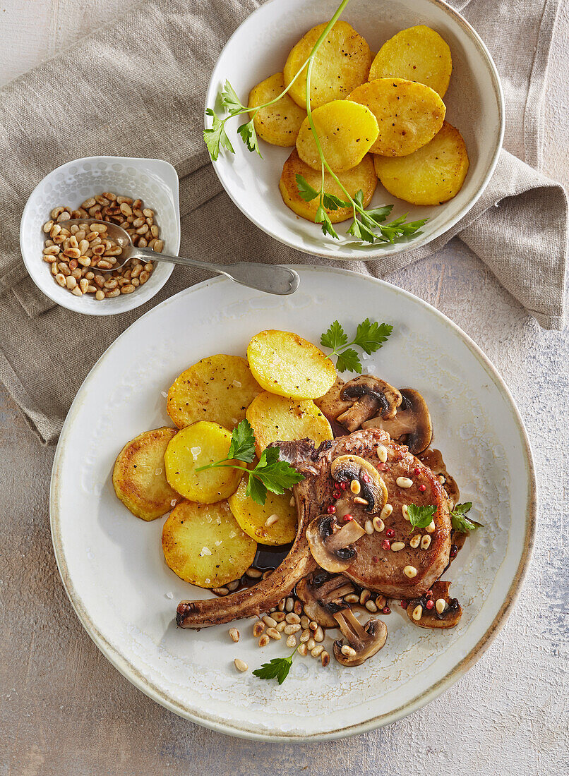 Veal chops with mushrooms