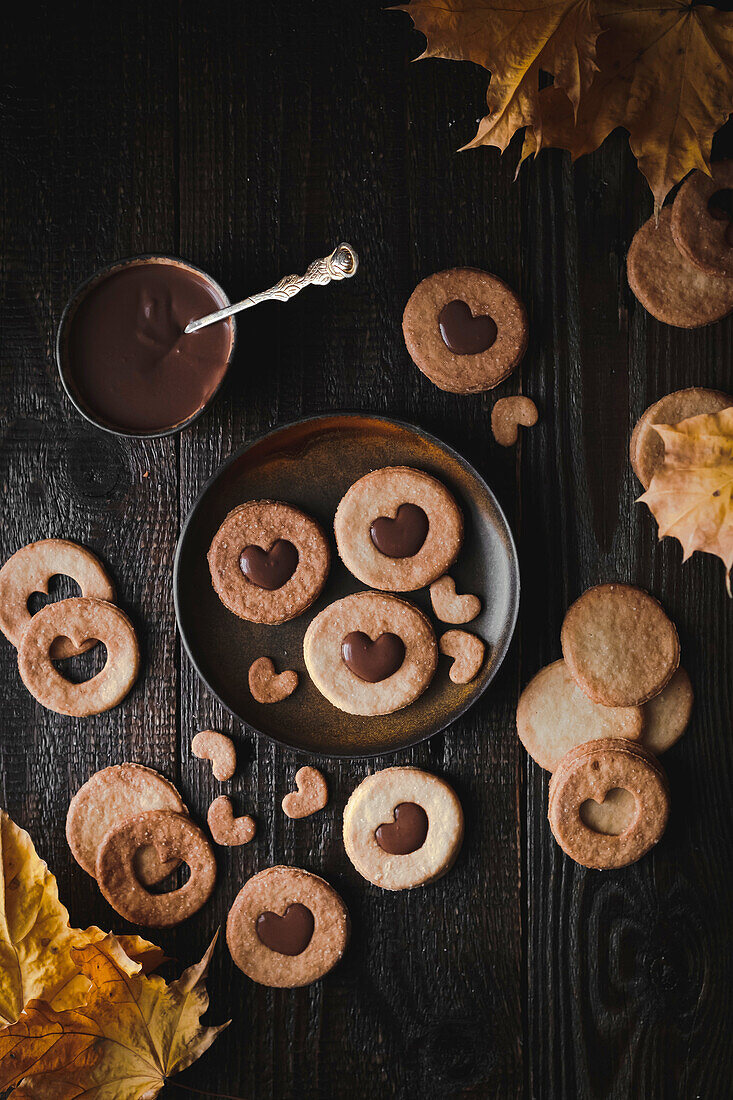 Gefüllte Kekse mit Schokoladencreme