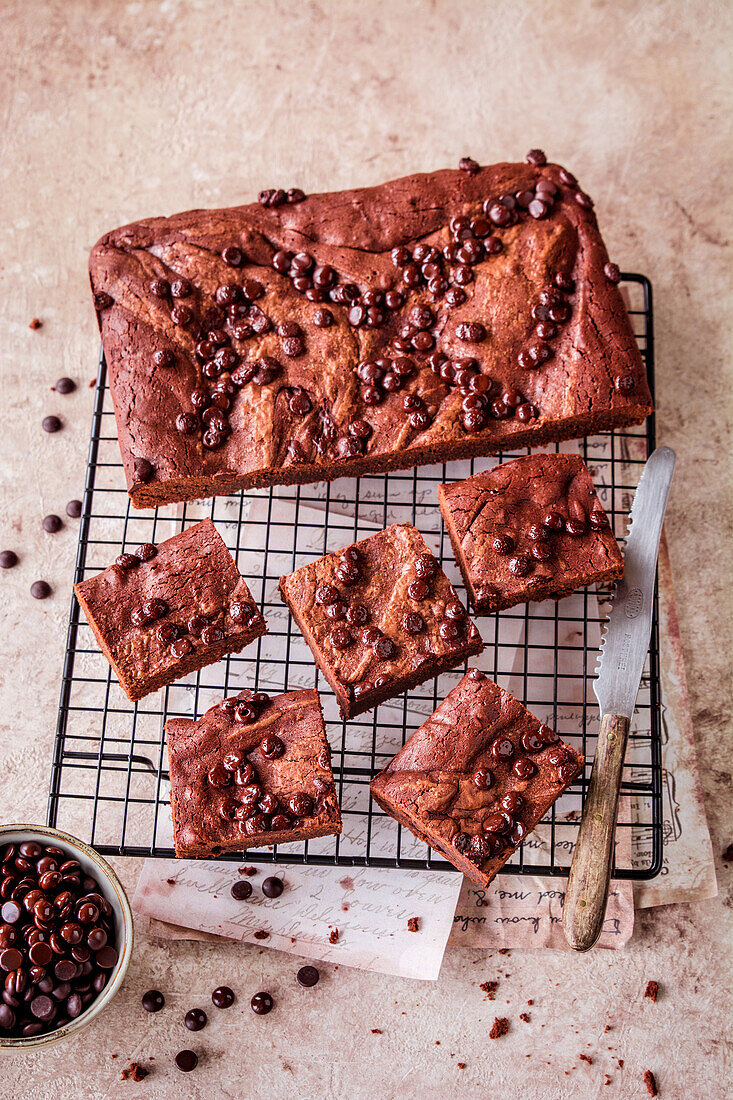 Brownie on a grill to cool