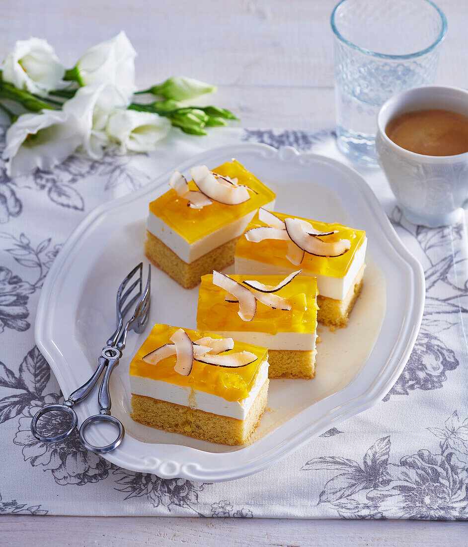 Mango coconut cake bars