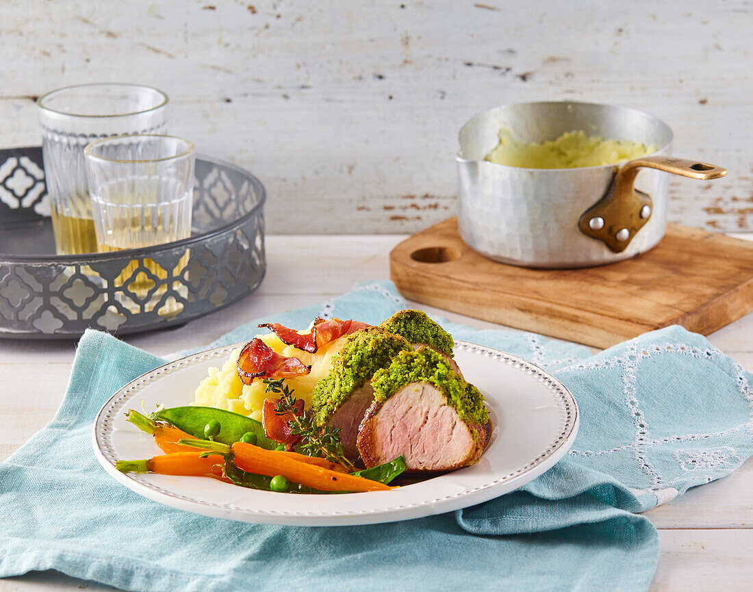 Pork tenderloin with herb crust