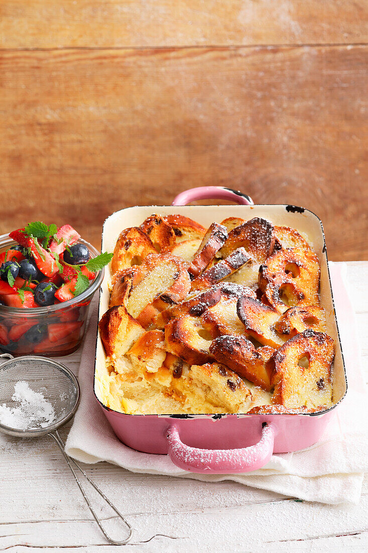 Pile of pork with berry salad