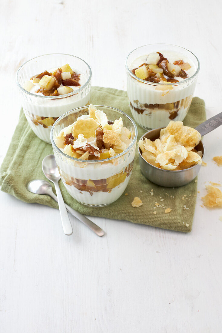 Fruit and Cinnamon cocktail cup with Pears, Plums, and Skyr