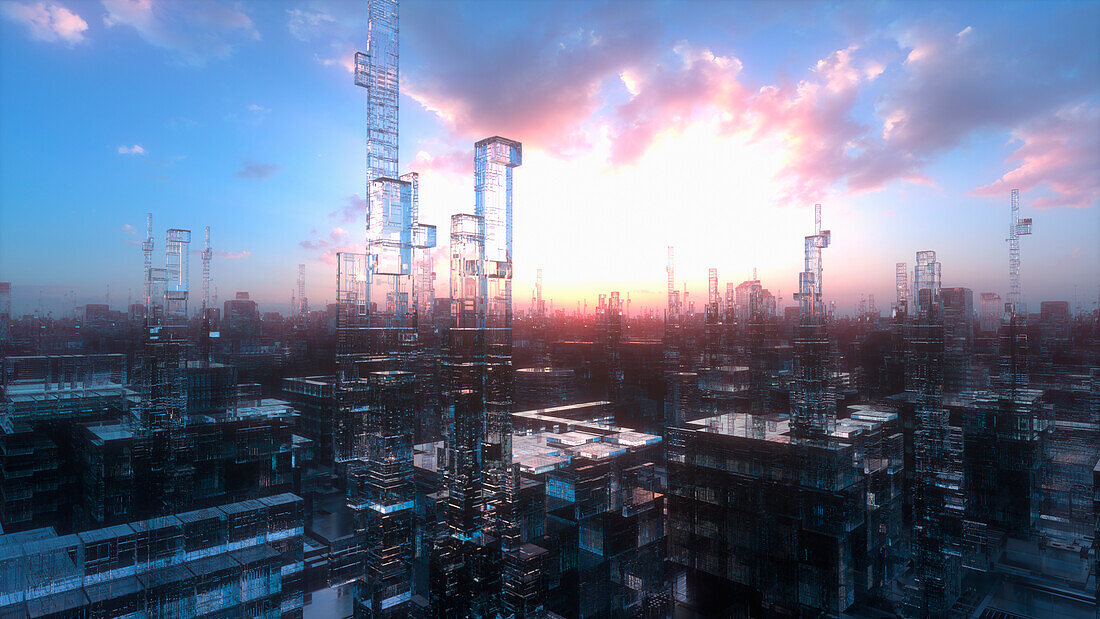 Futuristic glass city, conceptual image