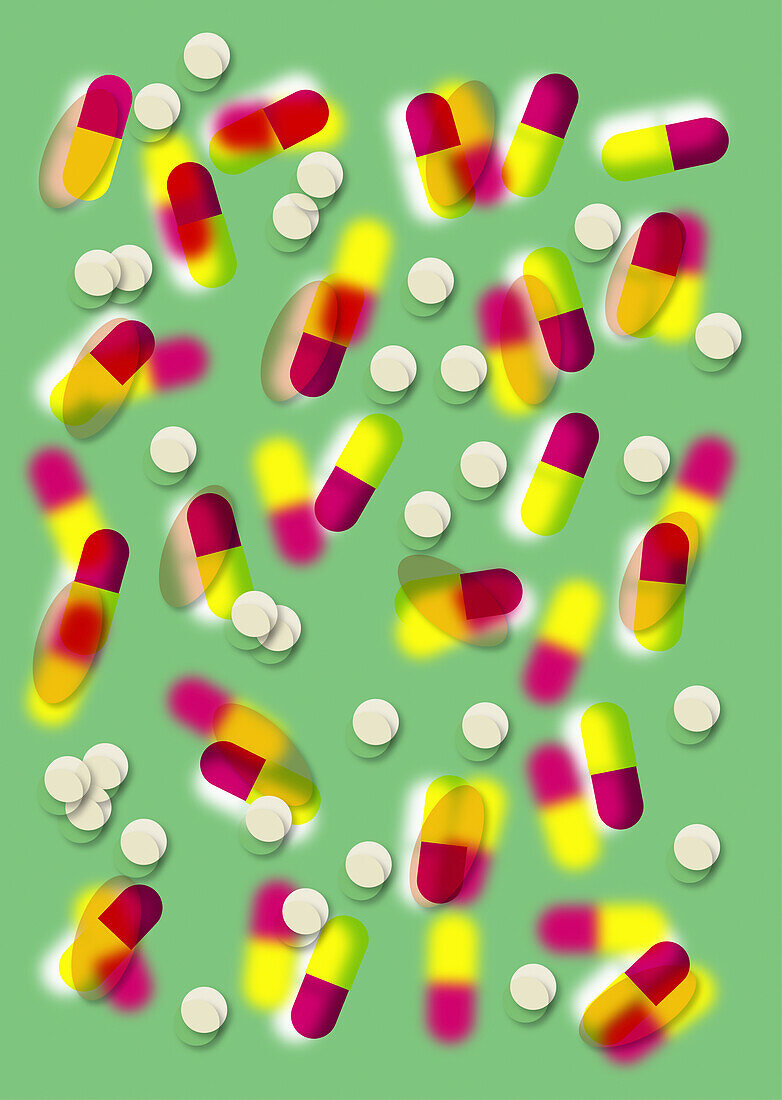 Pills and capsules, illustration