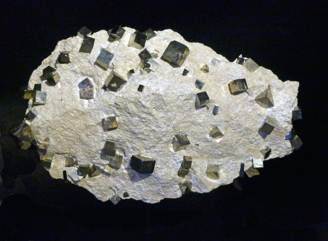 Pyrite cubes in host rock