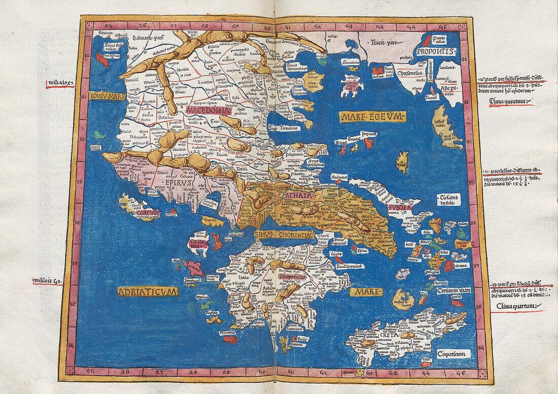 Ptolemy's map of Greece and the Aegean, 2nd century