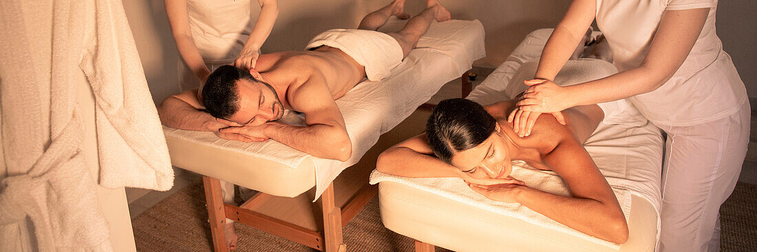 Couple massage at spa