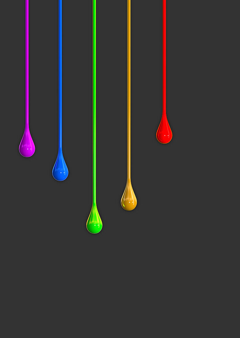 Drops of paints dripping down, illustration