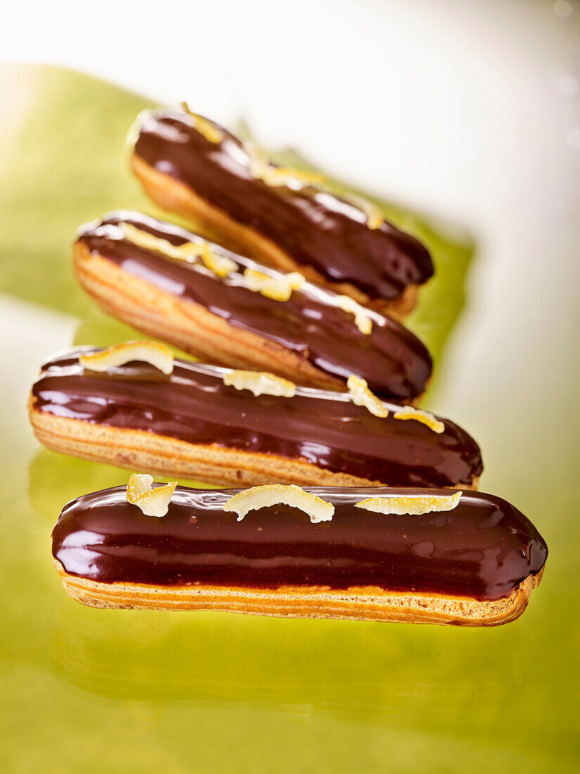 Chocolate eclairs with lemon cream