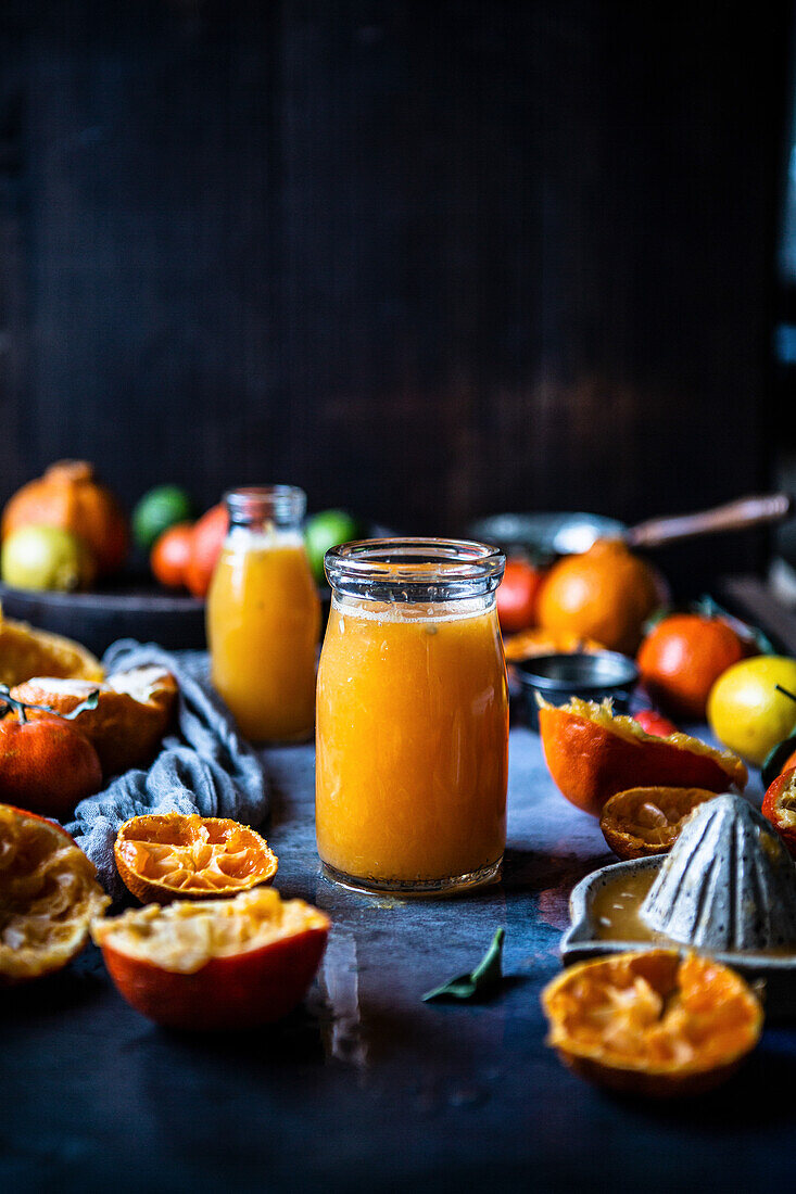 Freshly squeezed citrus juice in a glass