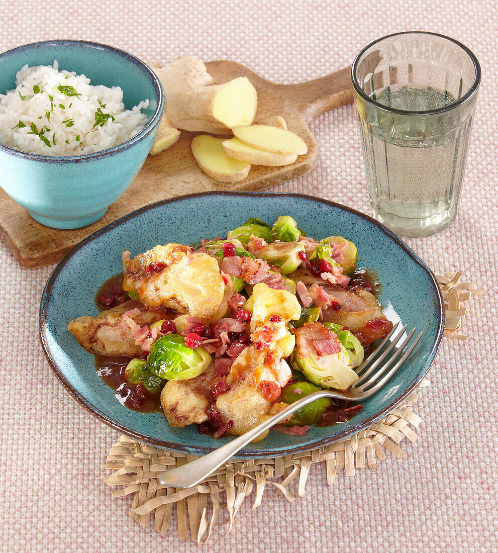 Fried duck breast with Brussels sprout