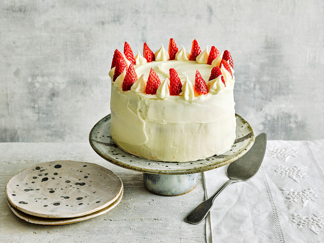 Layered strawberry cake