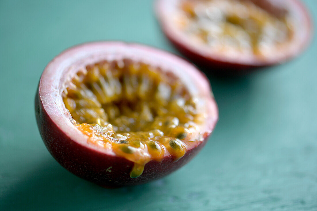 Halved passion fruit