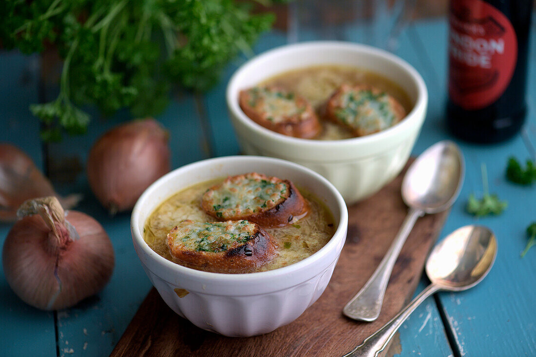 Beer and French Onion soup