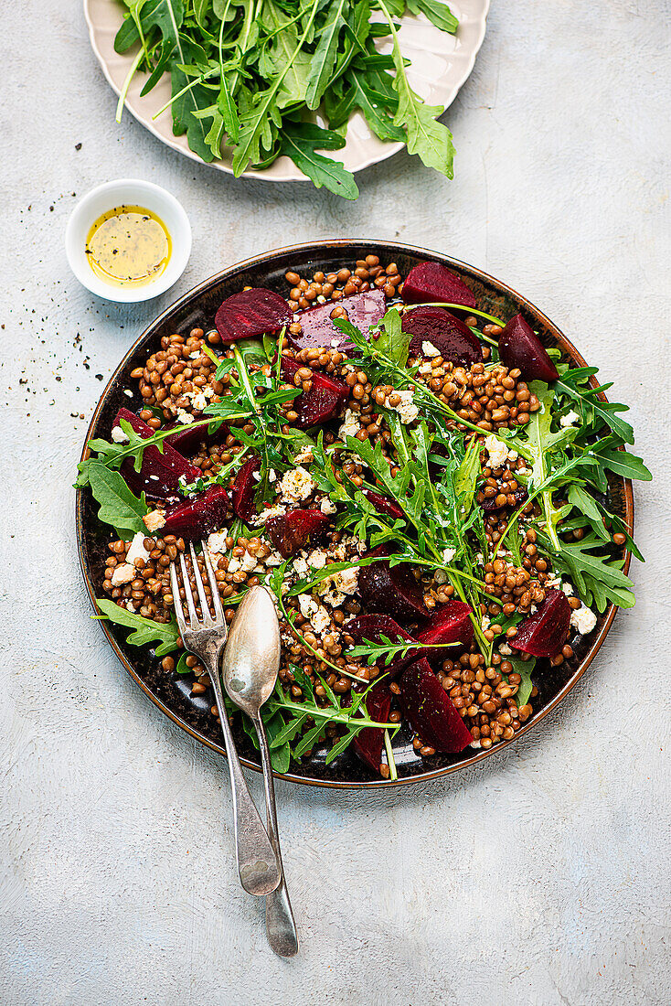 Beetroot and lentil salad