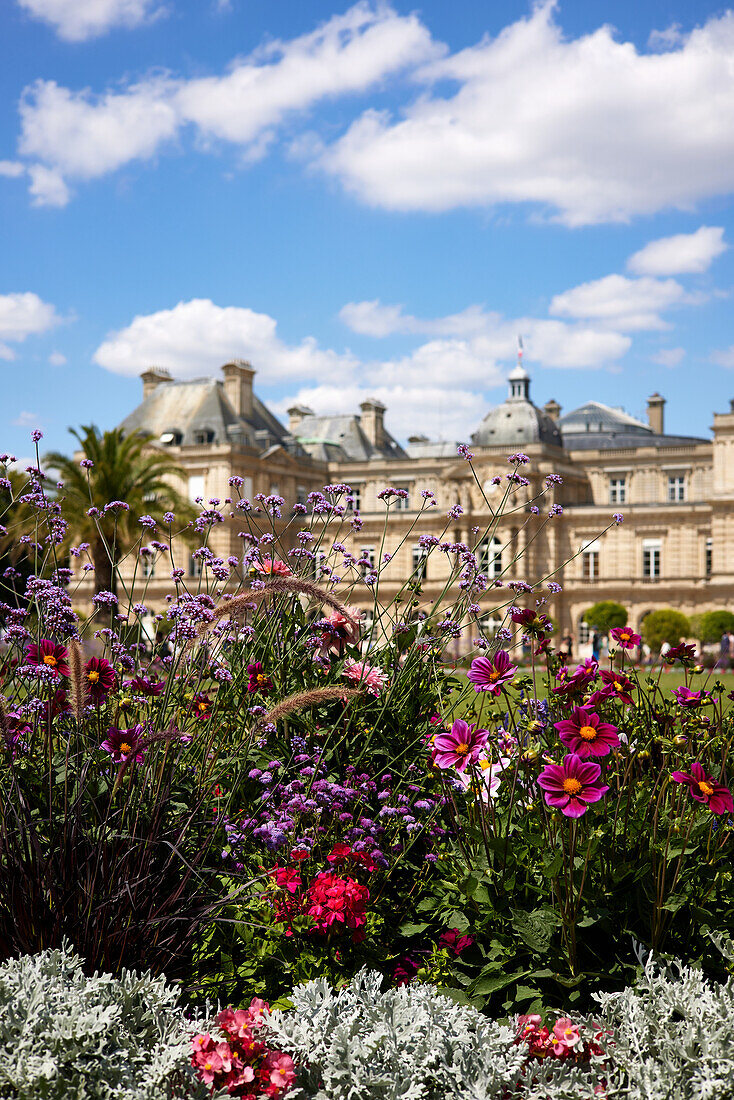 Jardin du Luxembourg mit Palais du Luxembourg, Paris, Frankreich