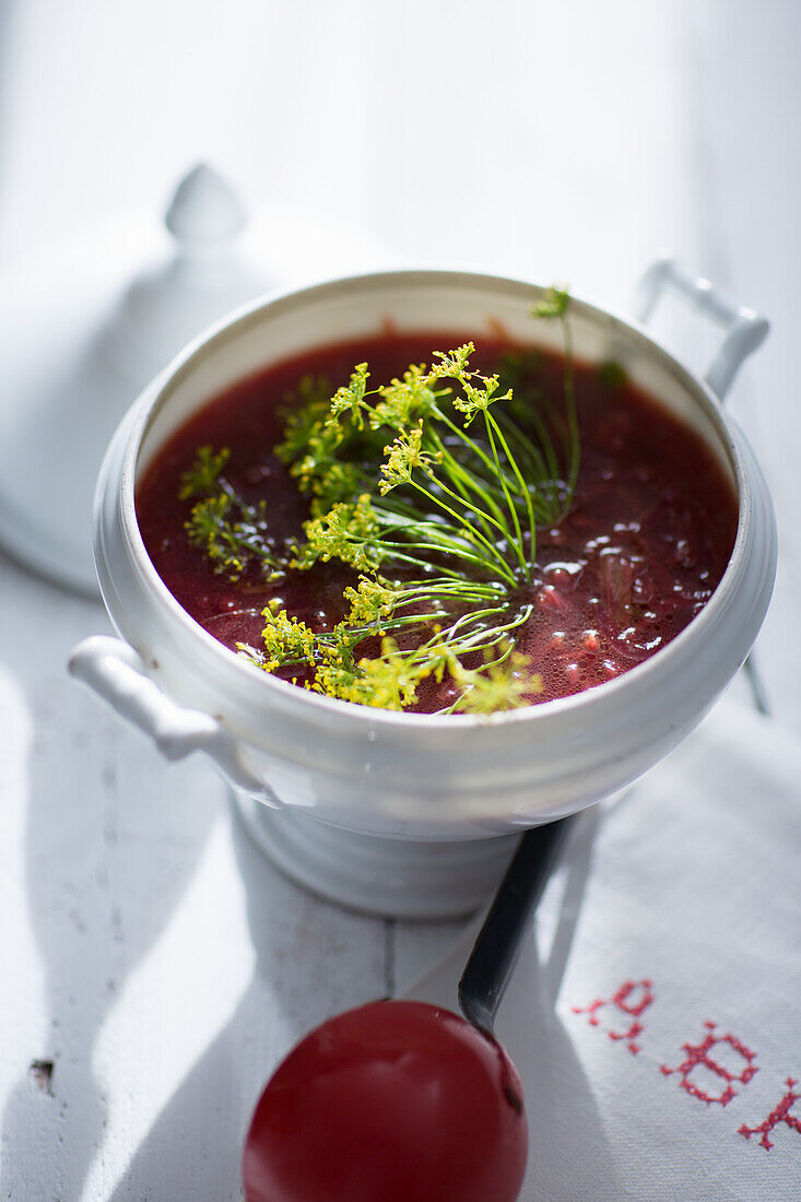 Borschtsch mit Dillblüten