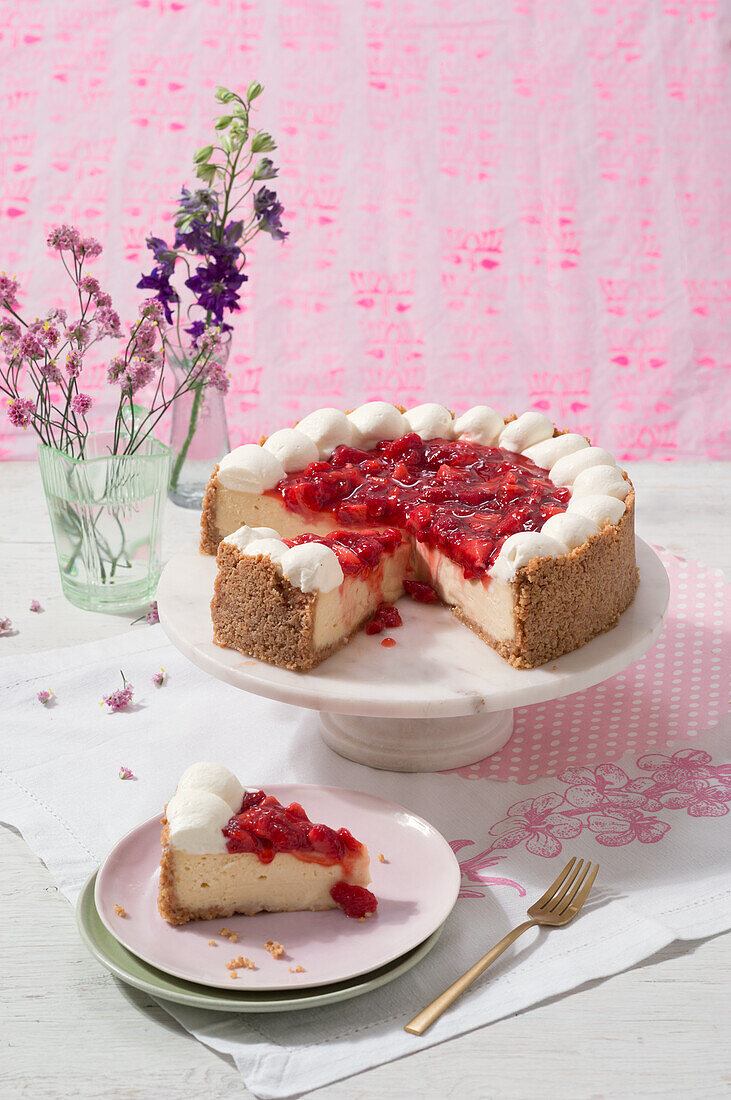 Strawberry Cheesecake with whipped cream