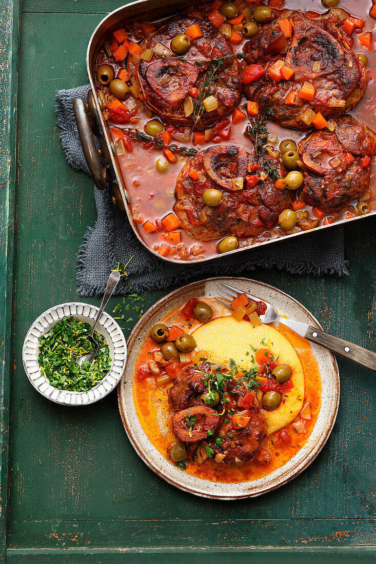 Ossobuco with olives and gremolata