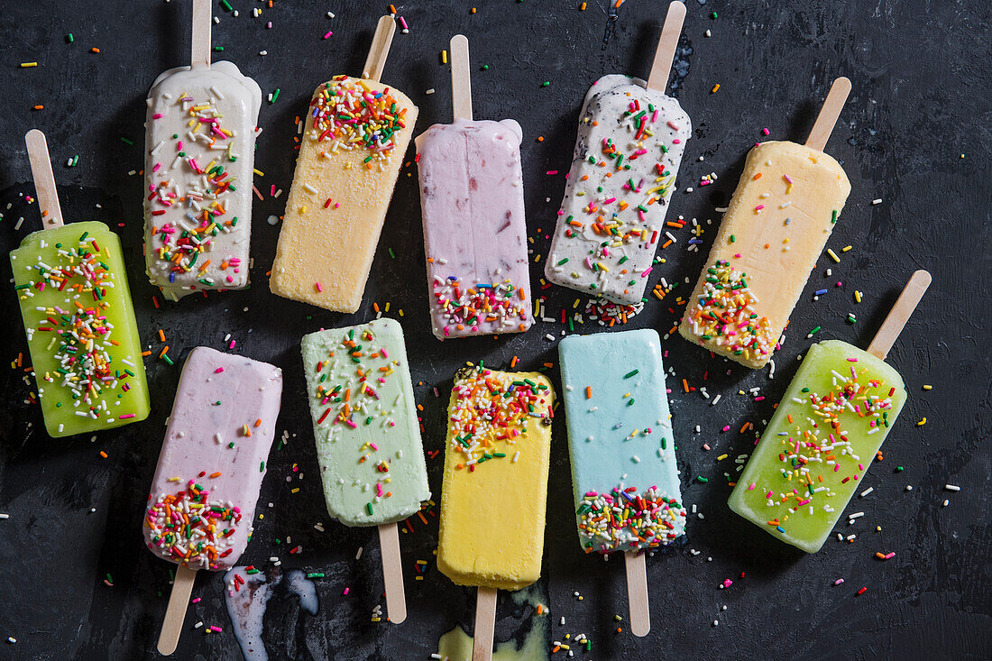 Studio shot of colorful popsicles