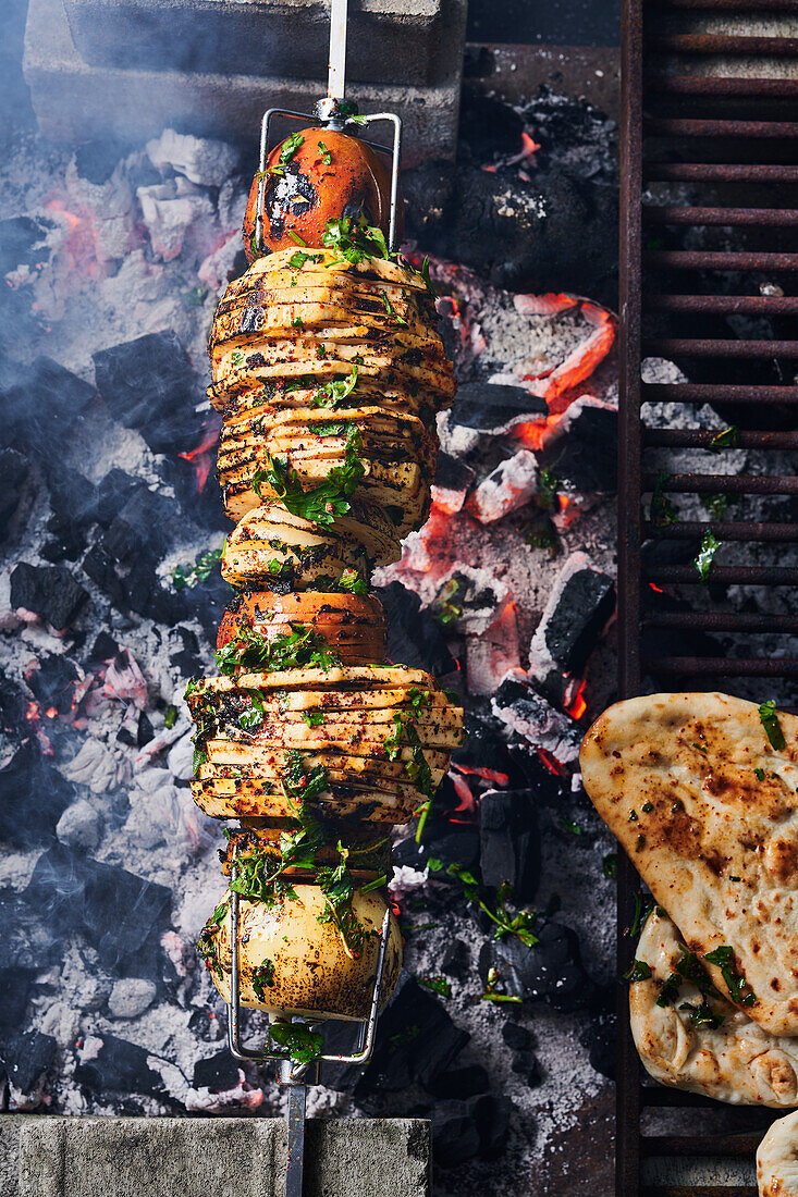 Grilled celery-apple shawarma