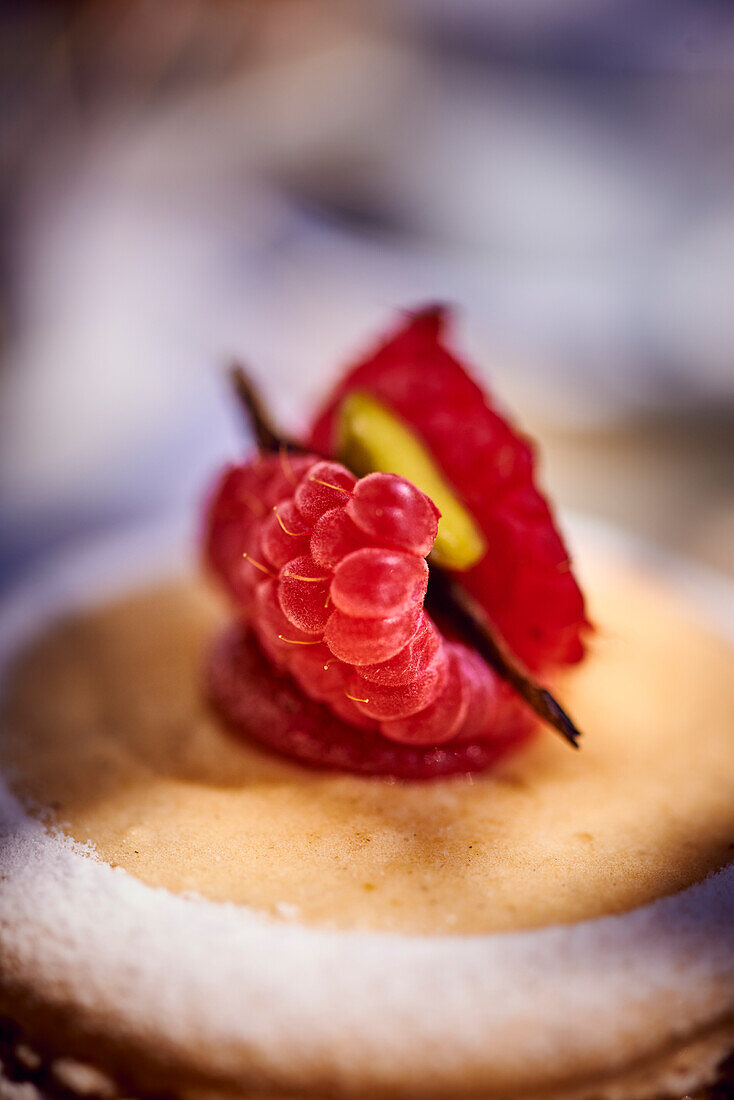 Macaron mit Himbeerfüllung (Close Up)