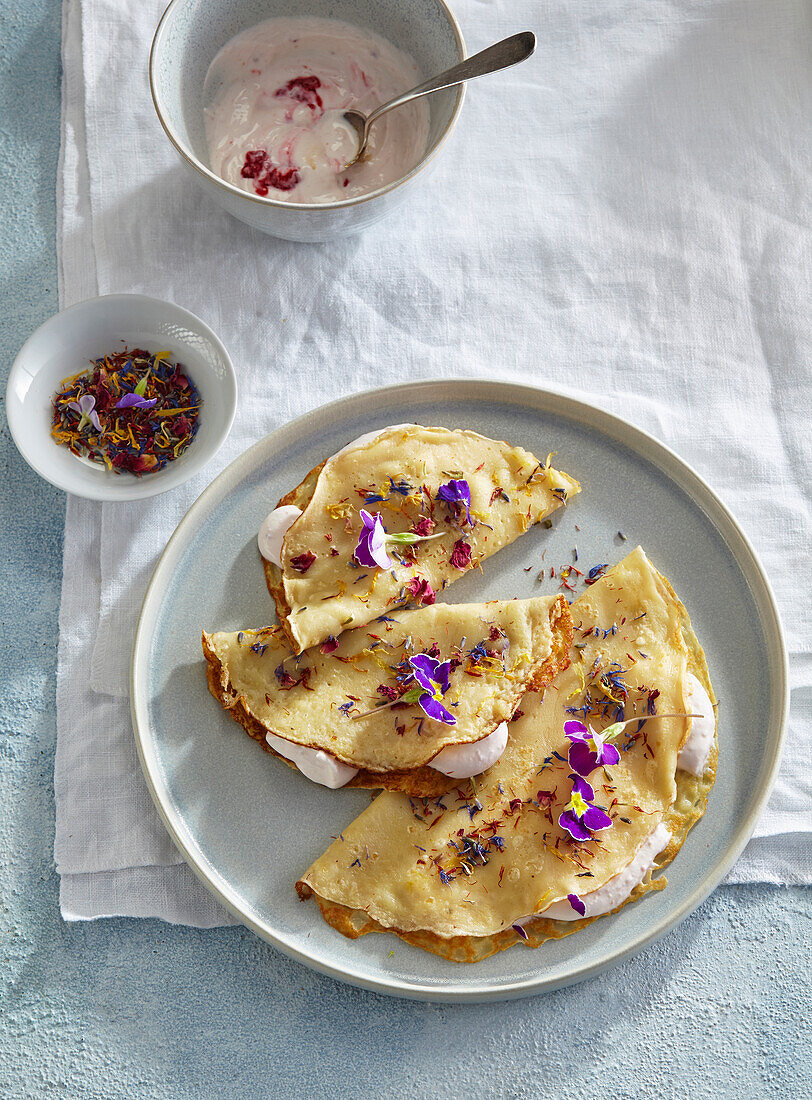 Edible flower crepes