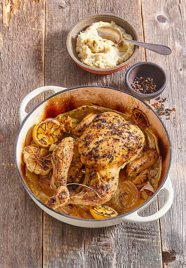 Lemon baked chicken with fennel