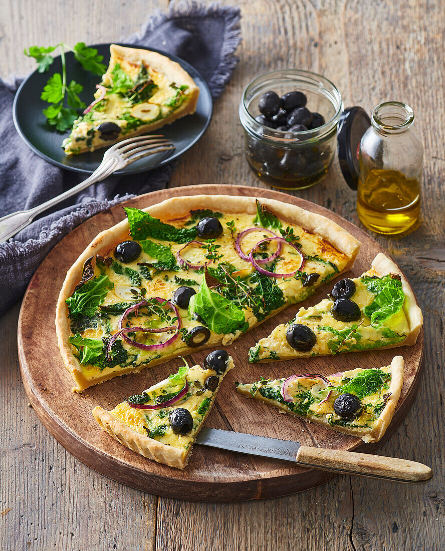 Olive and kale quiche