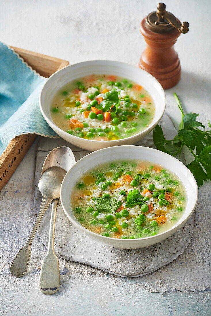 Risi e bisi (Reis-Erbsen-Suppe)