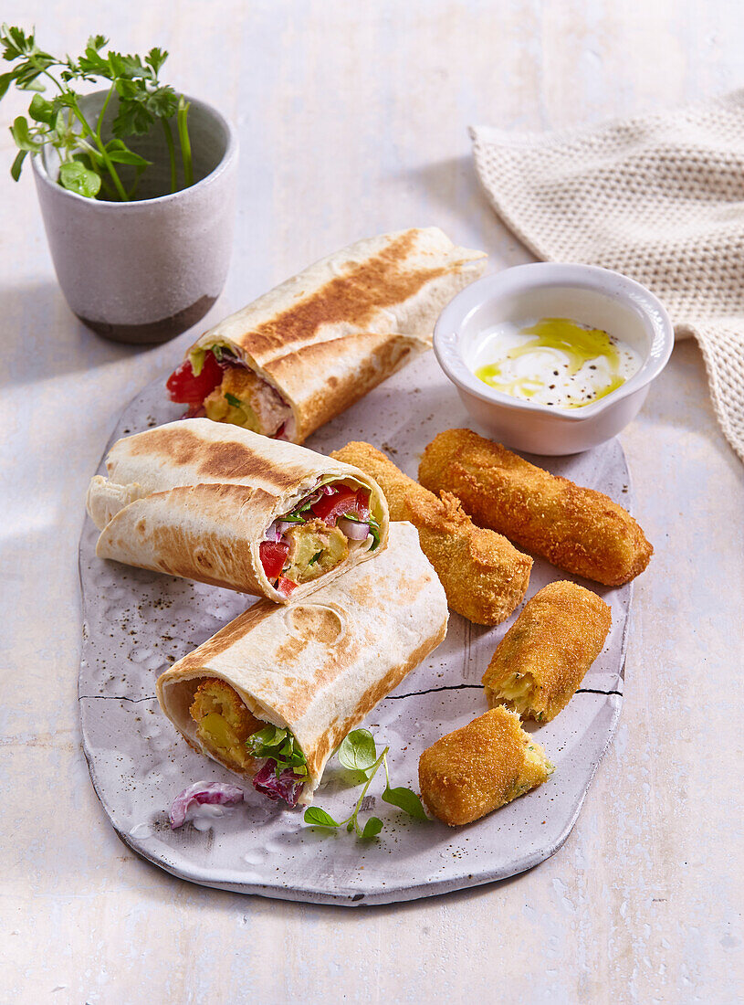 Wraps und Thunfischkroketten