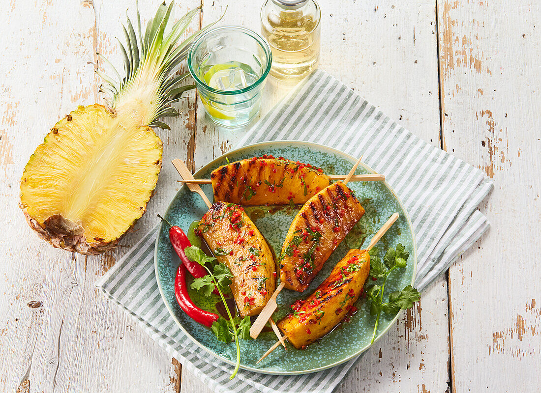 Spicy grilled pineapple