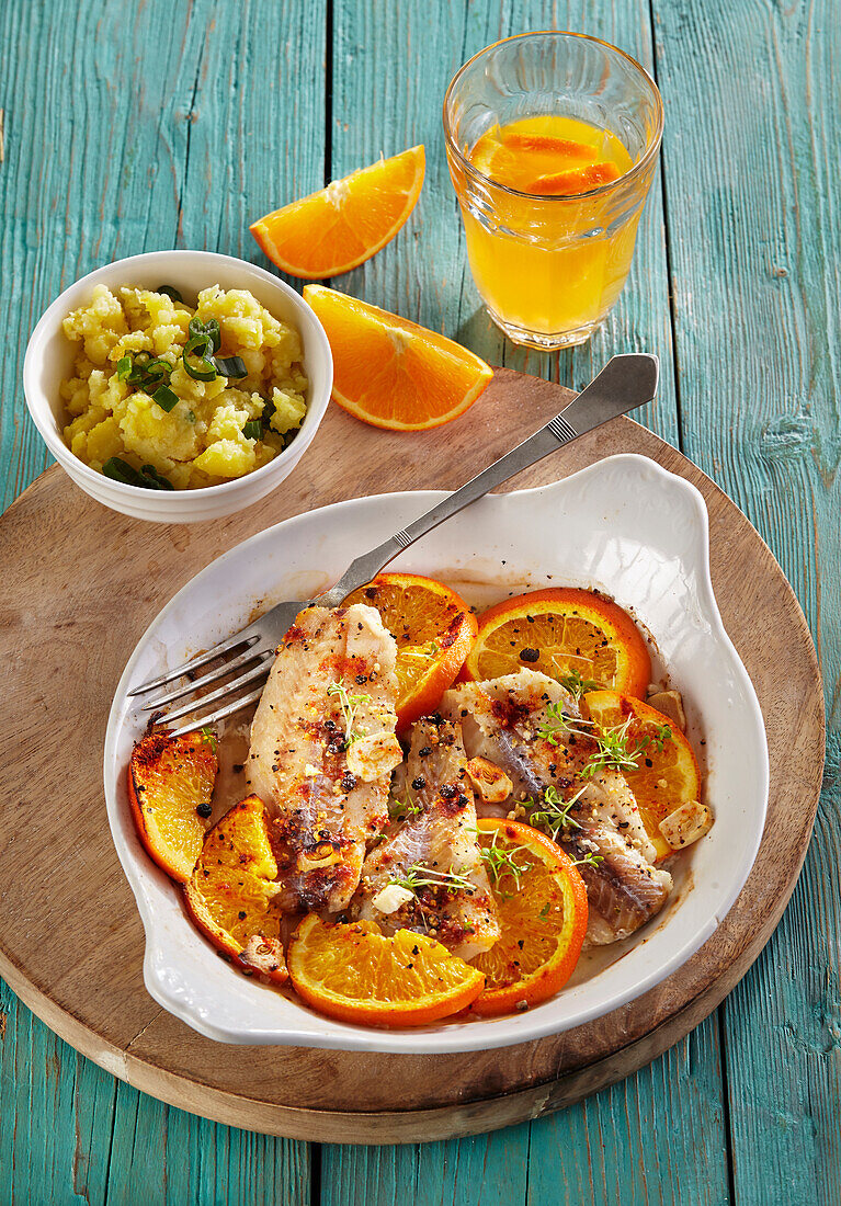 Baked citrus marinated fish