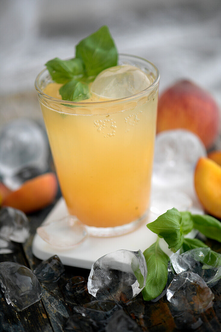 Peach juice with basil