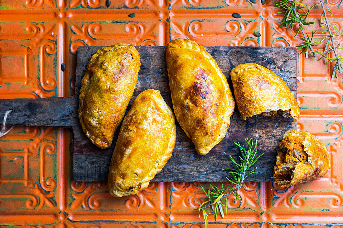 Beef, rosemary and pumpkin pasties