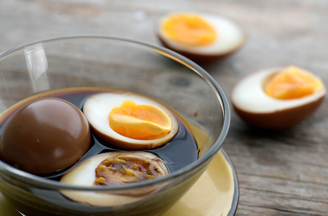 Boiled eggs marinated in soy sauce