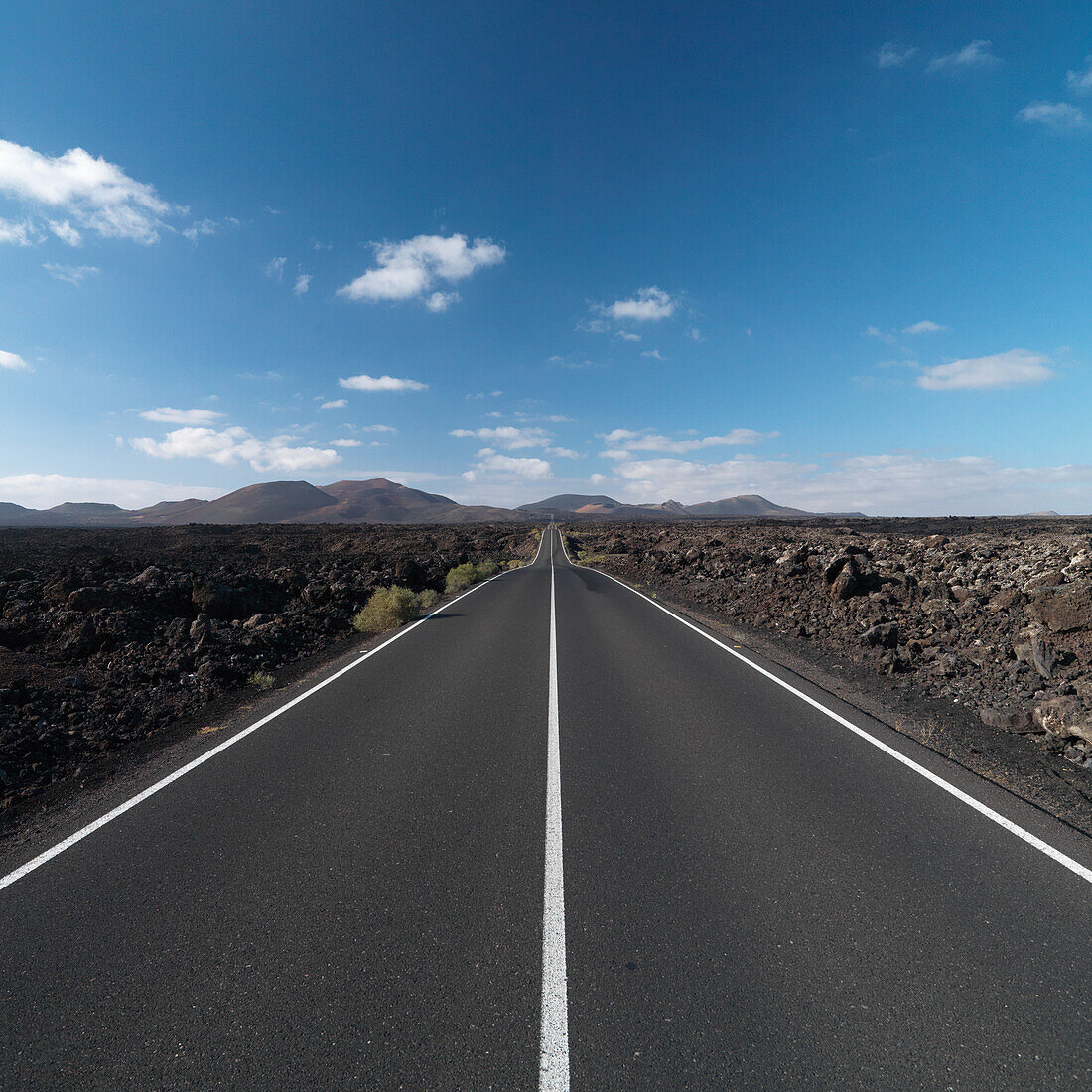 Empty street on Lanzarote, one of the Canary Islands, Spain