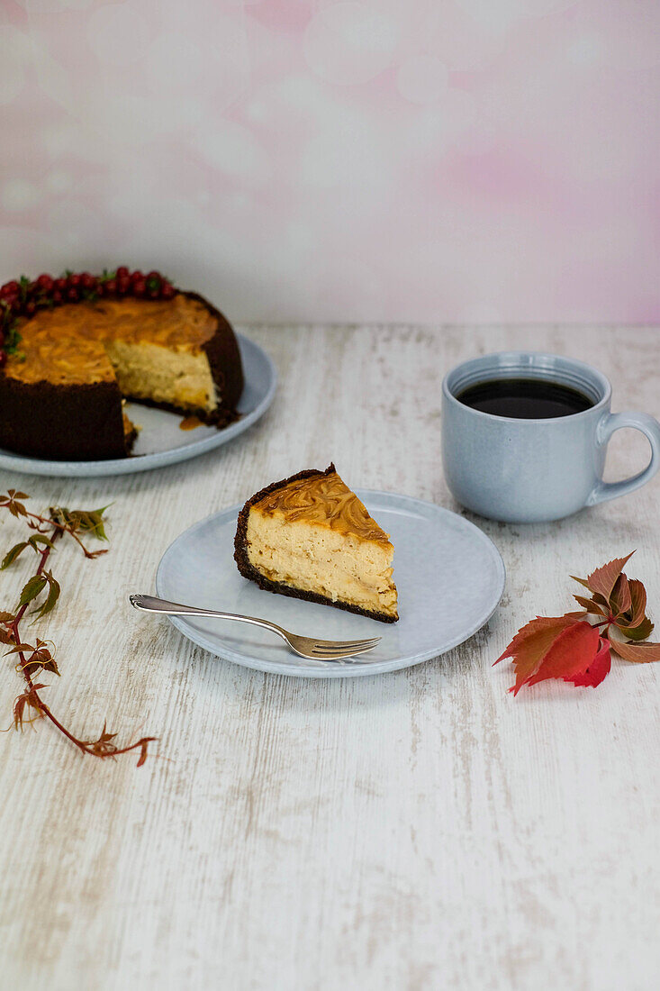 Autumnal caramel cheesecake