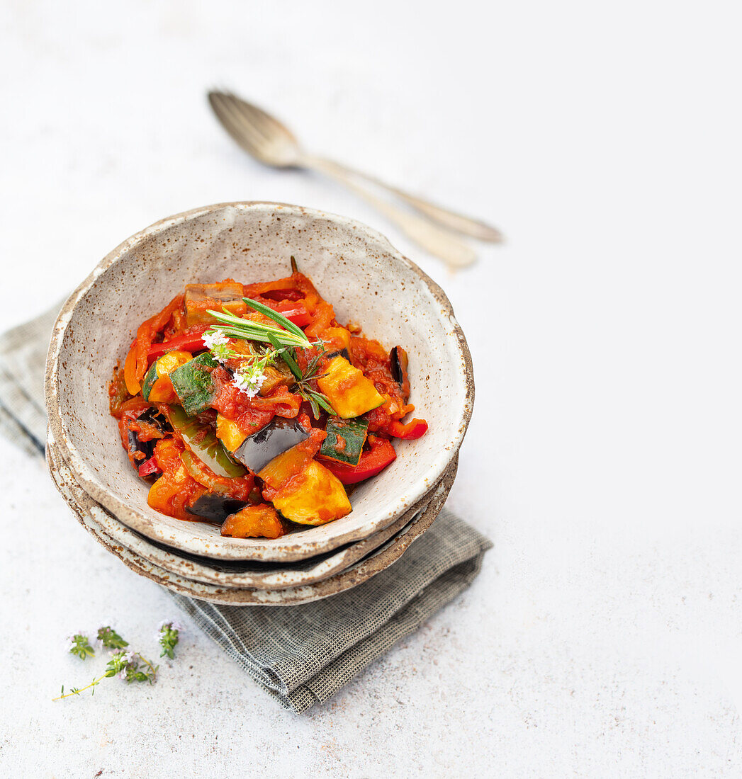 Ratatouille in a ceramic dish