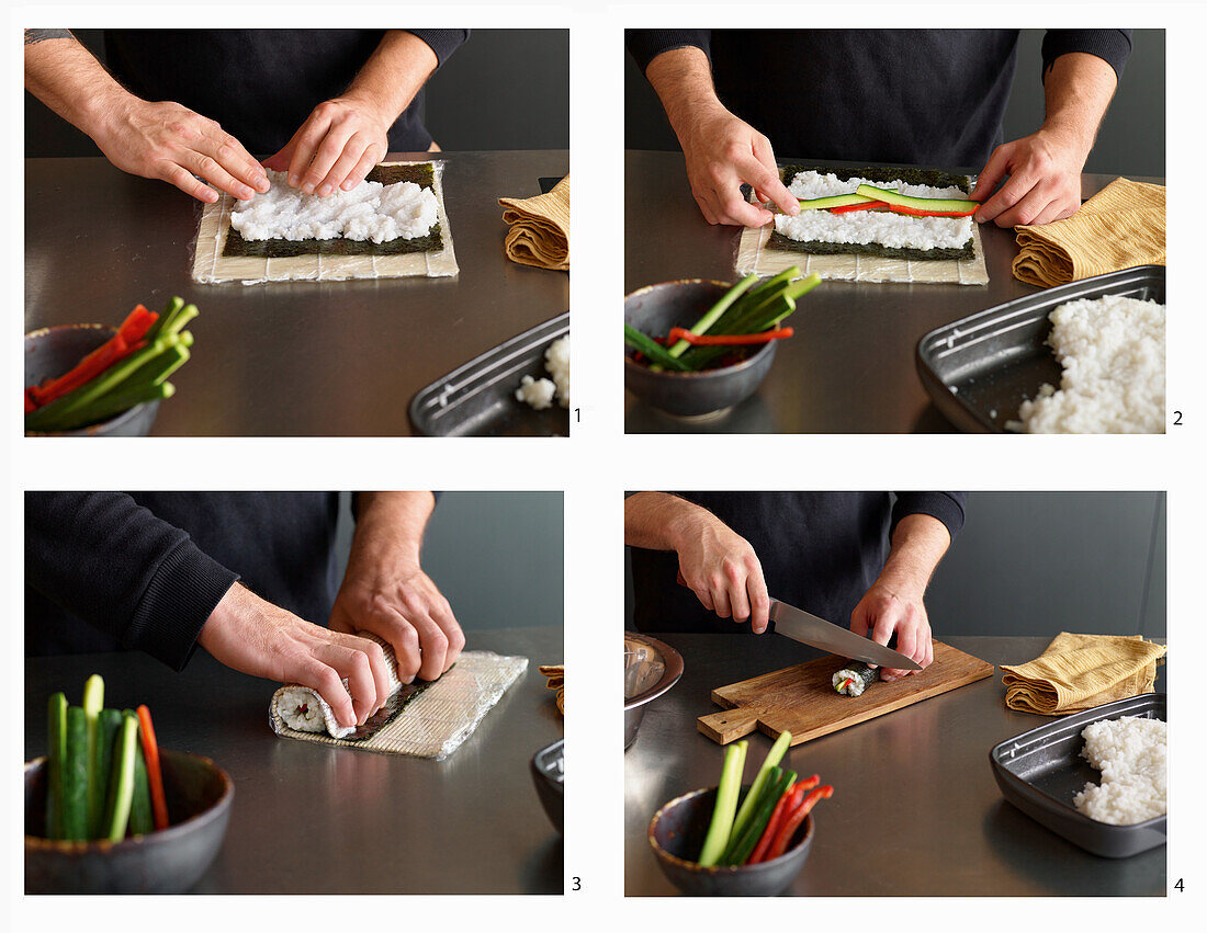 Sushi mit Gemüsefüllung selbermachen