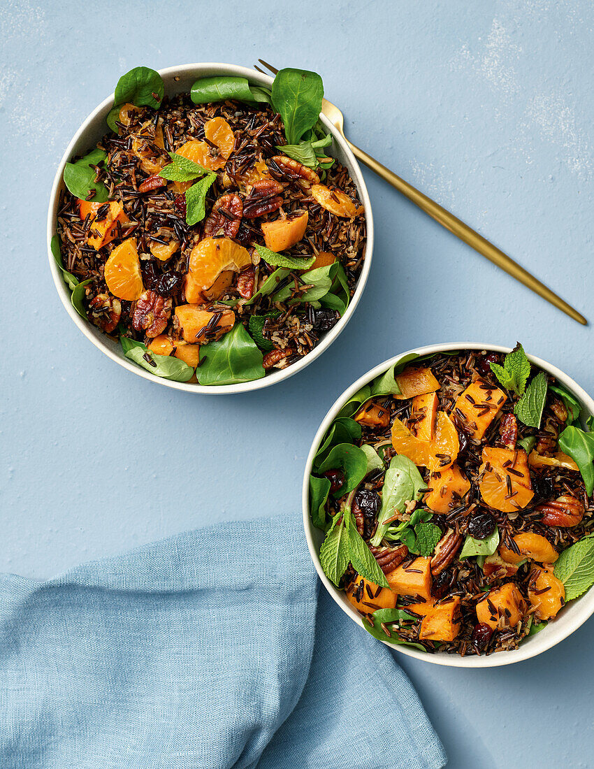 Wild rice salad with sweet potatoes