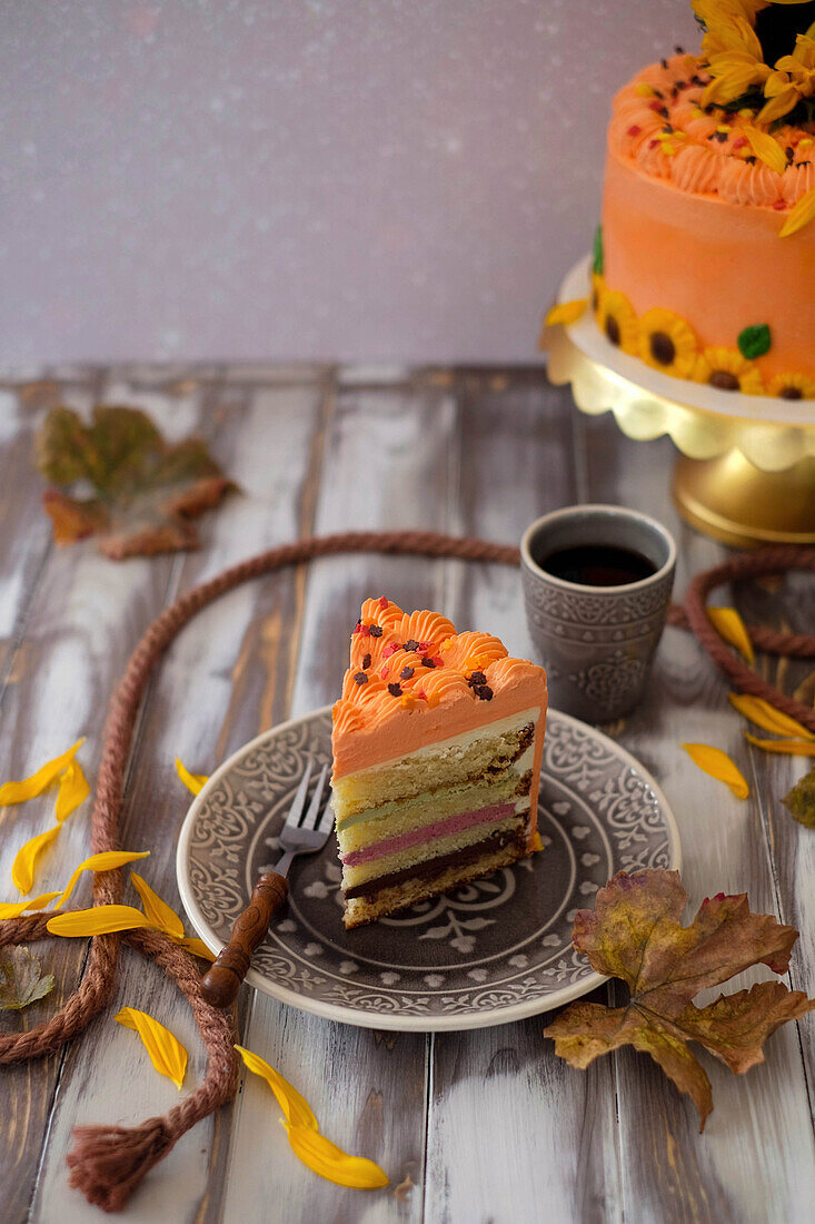 Autumn sunflower cake