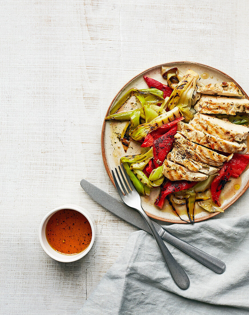 Chicken escalope with sweet and sour leeks