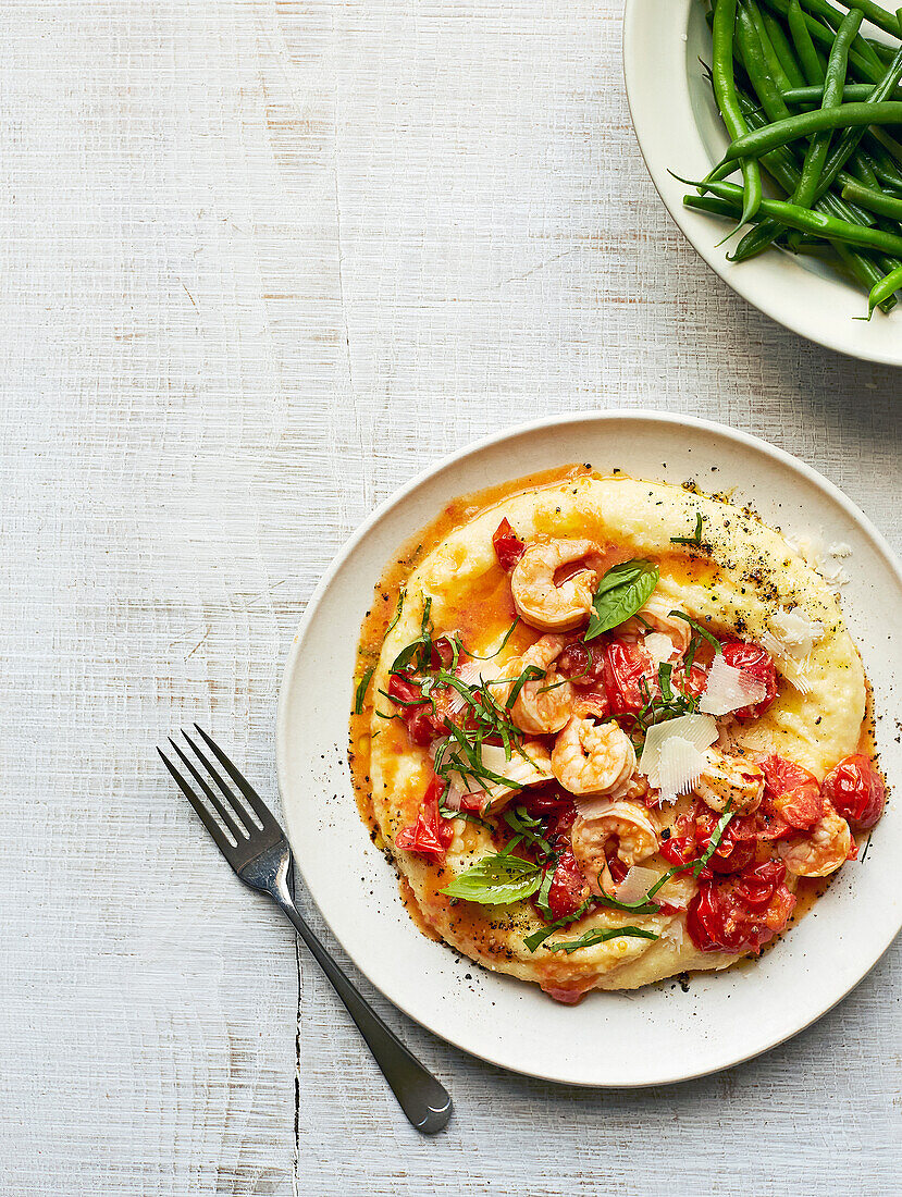 Spiced shrimp with parmesan polenta