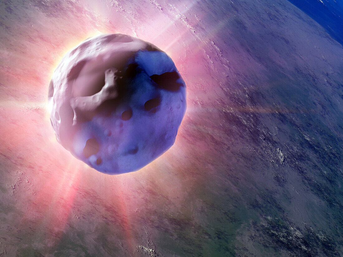 Asteroid in Earth's atmosphere, illustration