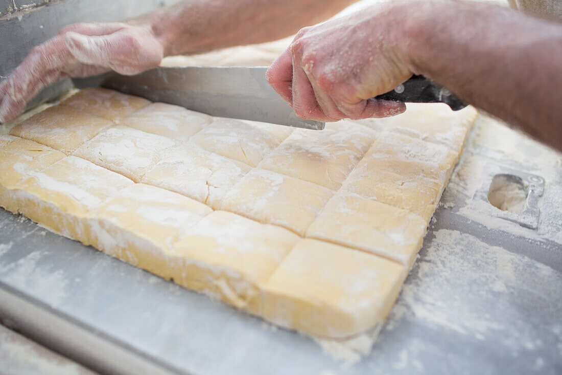 Working the dough (yeast dough)