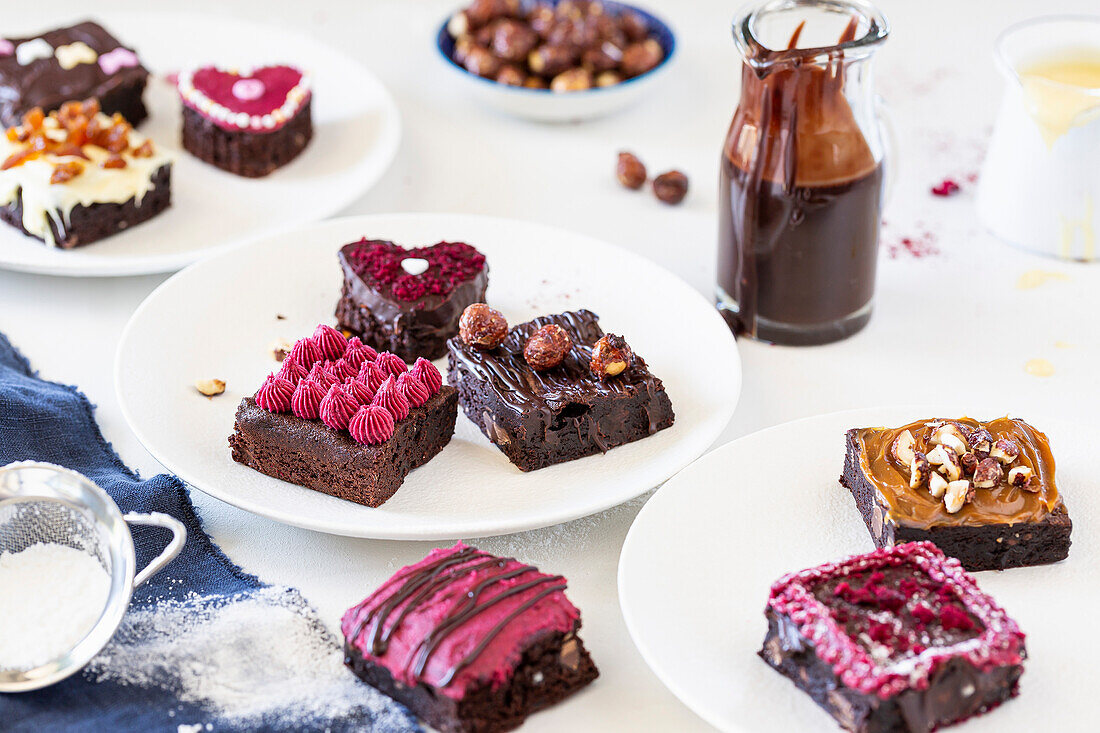 Chocolate Brownie with various toppings